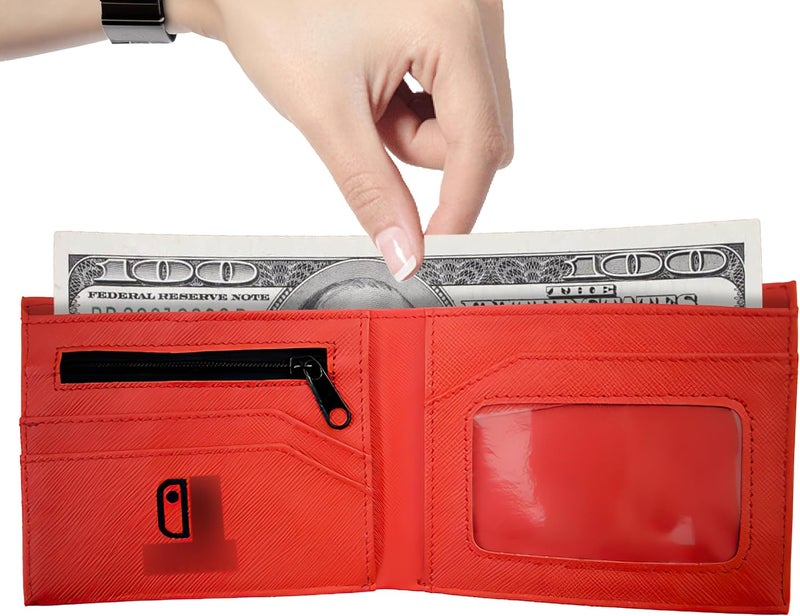BAGOSEF Retro Gamepad-Inspired Boys Wallet - Silicone Surface Material with Classic Game Gamepad Design, Multiple Card Slots and Coin Pocket - Video Game Kids Wallet in Red and Blue -1 PACK - Image 2